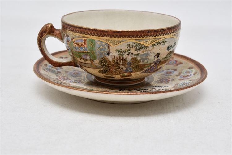 Antique Japanese Cup & Saucer w/Incense Burner