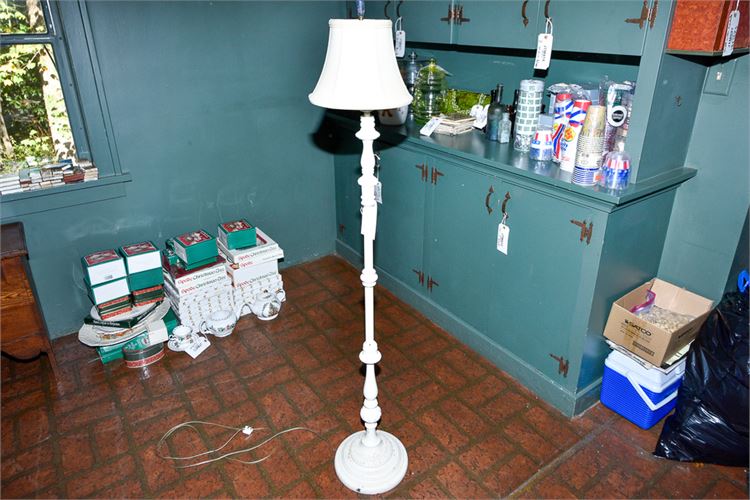 Painted White Column Floor Lamp