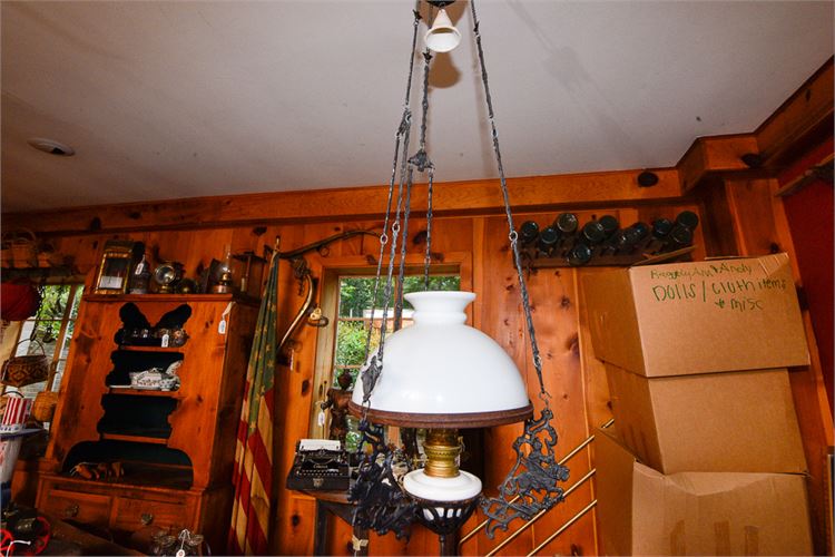 Antique Victorian Hanging Oil Lamp