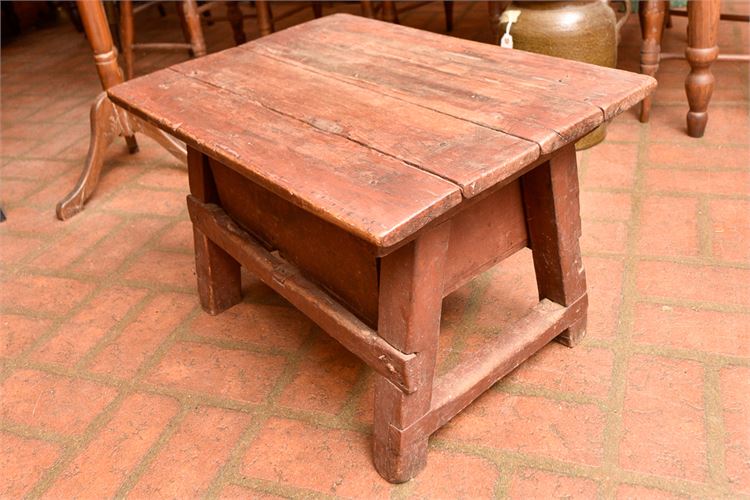 Hand Made Antique Wooden Stool w/Storage Drawer