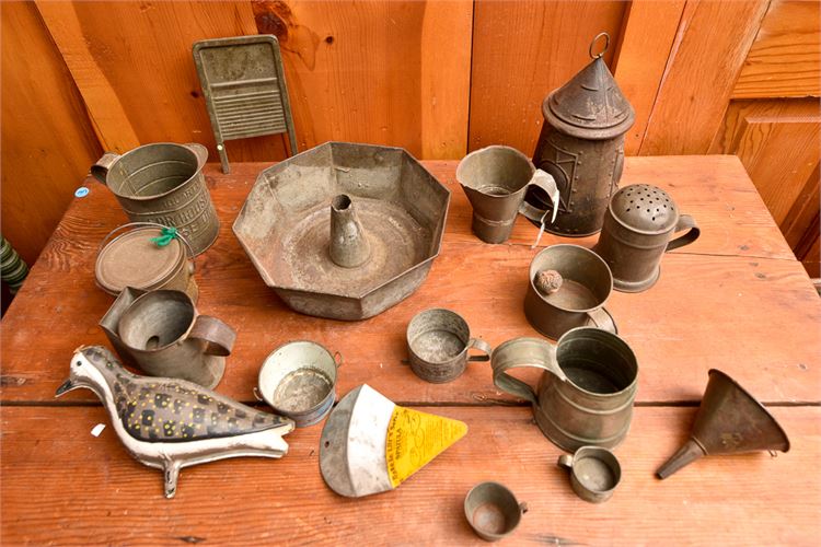 Large Mixed Lot Vintage Tin Kitchen Accessories w/Extras