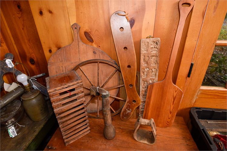 Nice Mixed Lot Vintage Wooden Kitchen & Farm Utensils