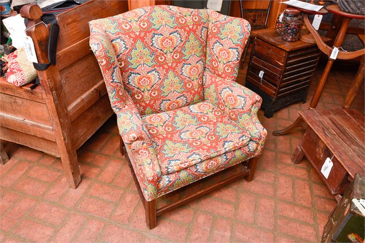 Vintage Chippendale Style Wing Back Armchair