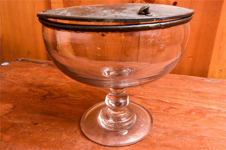 Antique Glass Serving Bowl w/Covered Lid