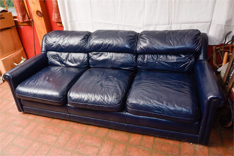 Contemporary Blue Leather Sofa/Couch