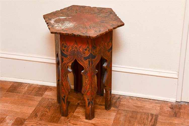 Antique Mahogany Side Table w/Impressed Art Nouveau Design