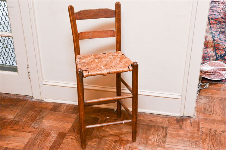 Country Primitive Oak High Chair w/Rush Seat