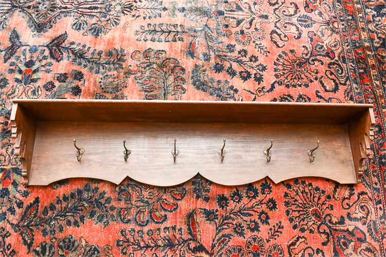 Carved Oak Coat Shelf Rack