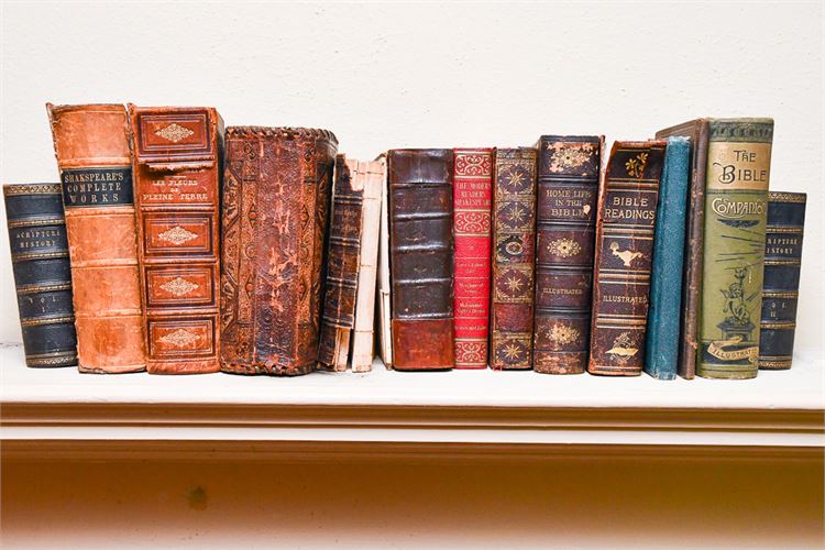 Small Collection Antique Leather Bound Books w/Bible Studies & History