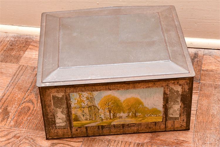 Hand Painted Antique Tin Box