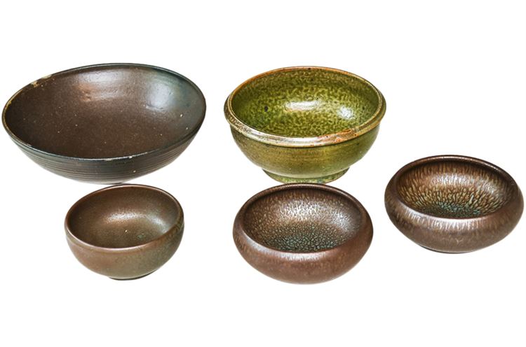 Nice Collection of Five (5) Artisan Pottery Bowl's