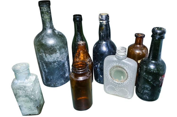 Collection of Vintage and Antique Glass Bottles