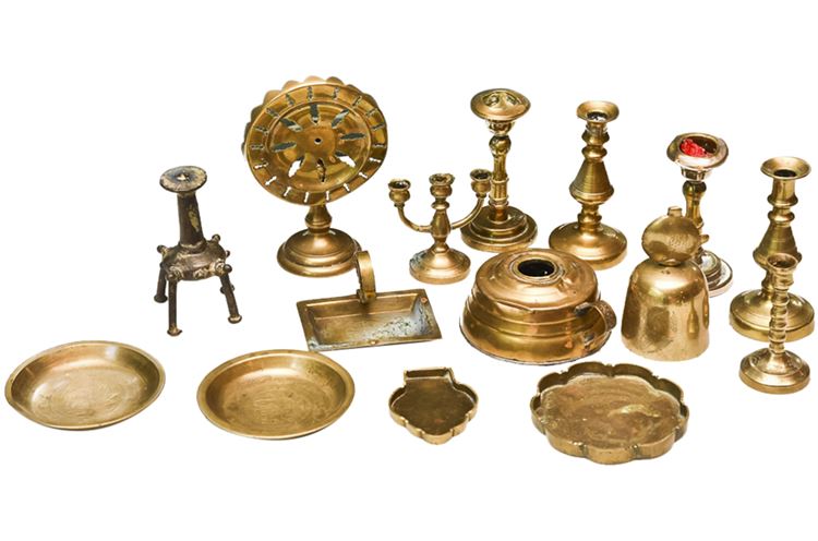 Mixed Collection Vintage Brass Objects & Dishes