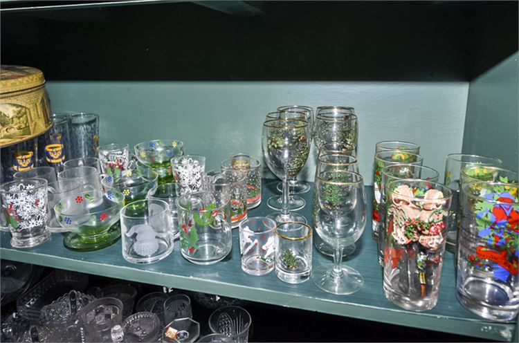 Collection of Christmas Themed Glassware