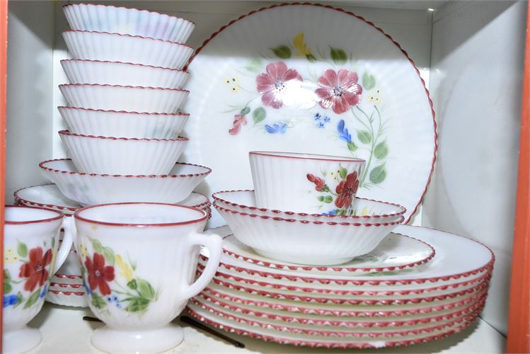 Set of Hand Painted Glass Dishware