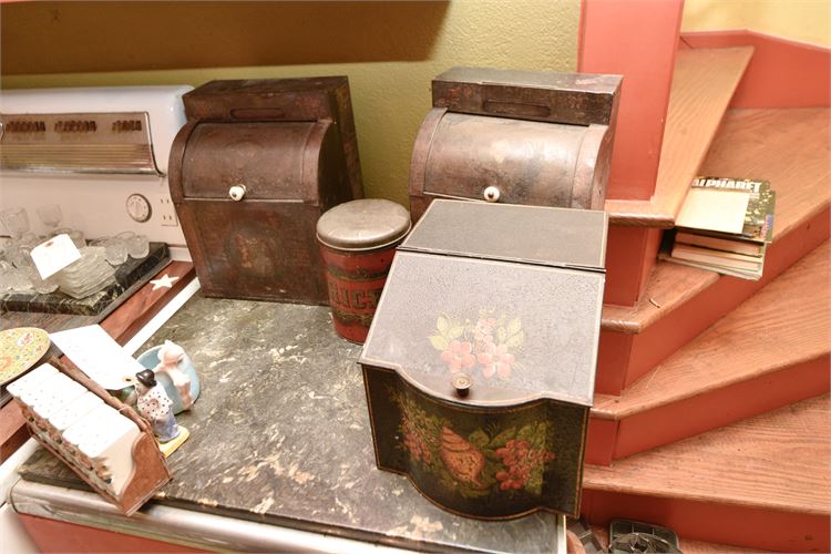 Antique Tin Tea & Rice Canisters