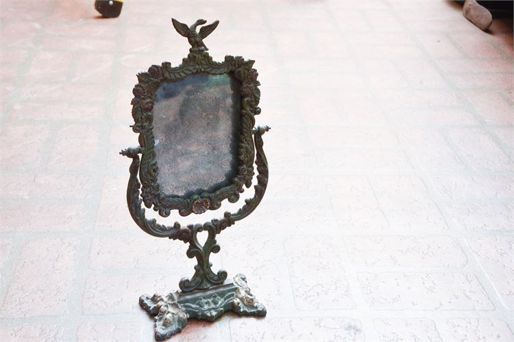 Antique Dresser Top Mirror with Cast Iron Frame