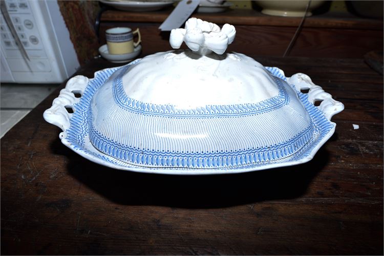 Antique Blue and White Lidded Serving Dish