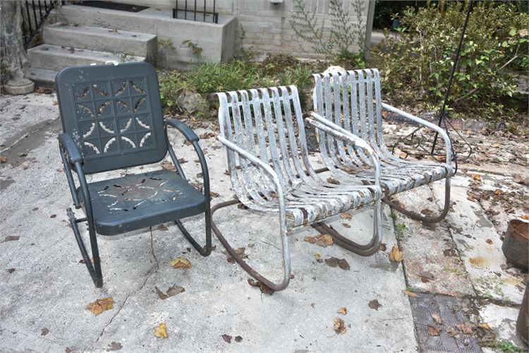 Three (3) Vintage Metal Outdoor Armchairs