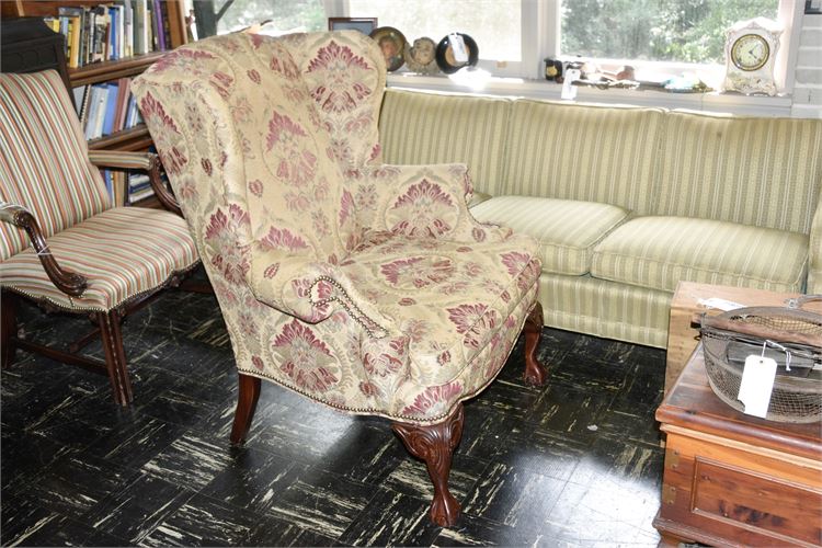 Contemporary FAIRFIELD Chippendale Carved Mahogany Legs Armchair