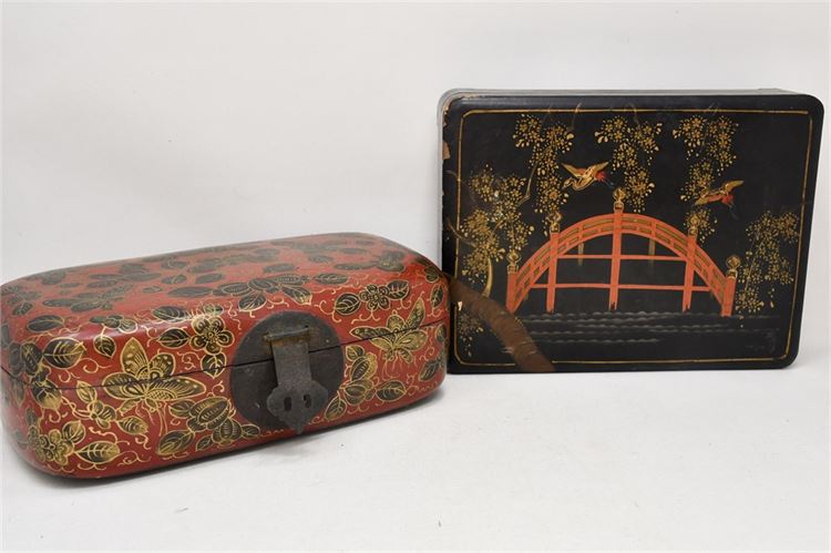 Two (2) Vintage Japanese Lacquered Trinket Boxes