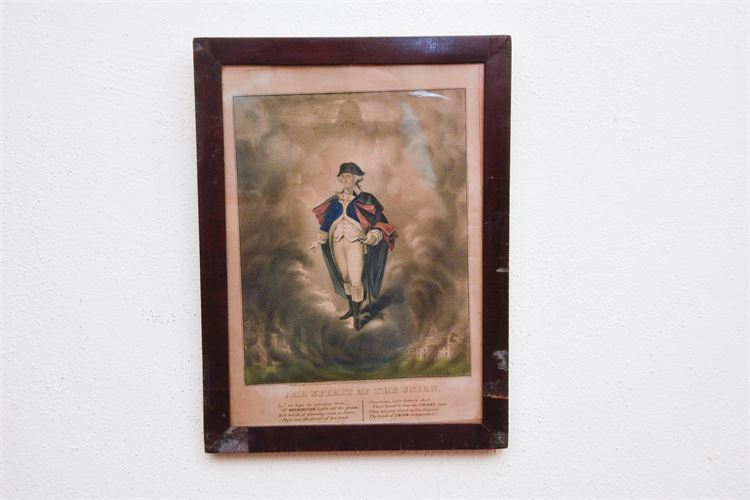 Currier & Ives (1834-1907) The Spirit of the Union Hand Colored Lithograph