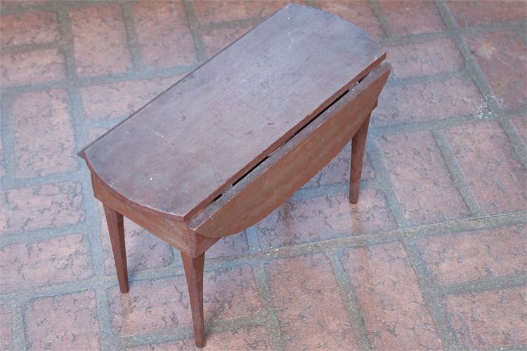 Antique Miniature Country Style Drop Leaf Wooden Oval Table