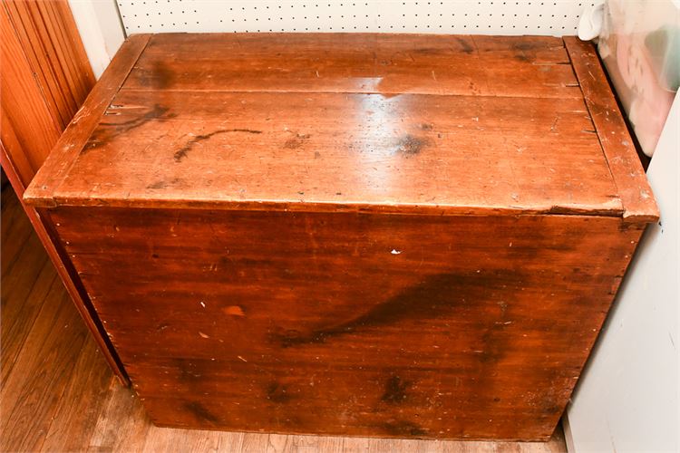 Large Antique Pine Wood Bin or Storage Chest