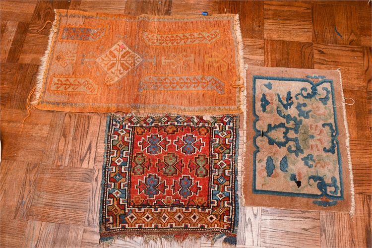 Three (3) Smaller Hand Woven Wool Oriental Area Rugs