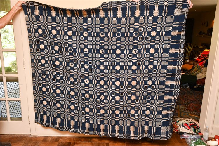 Antique Blue & White American Coverlet