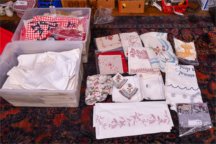 Collection of Embroidered Napkins and Tablecloths