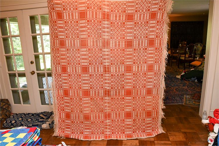 Large Antique Hand Woven Blanket Throw