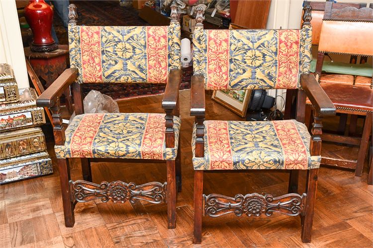 Pair of Antique Tapestry  Chairs