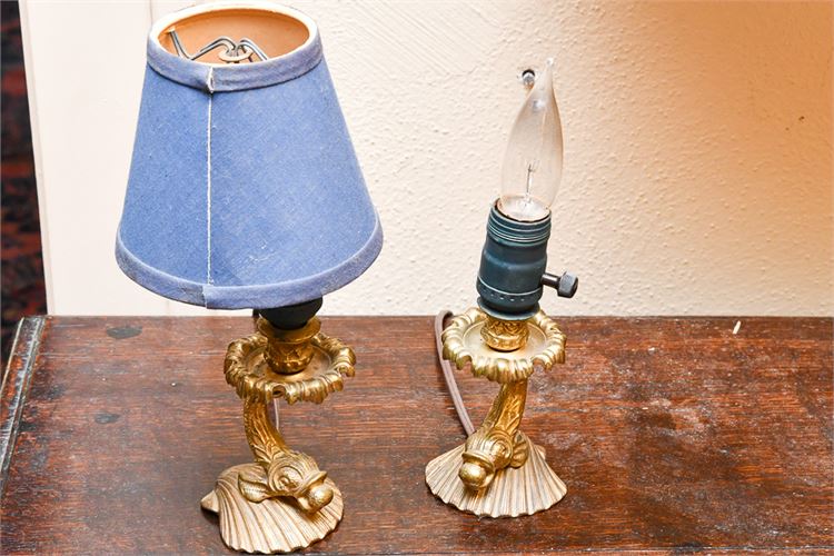 Pair of Gilt Dolphin Lamps