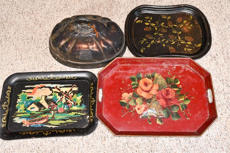 Group of Vintage Decorated Trays