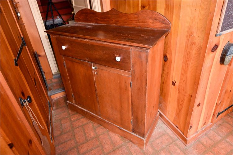 Antique Pine Wood Side Cupboard Cabinet