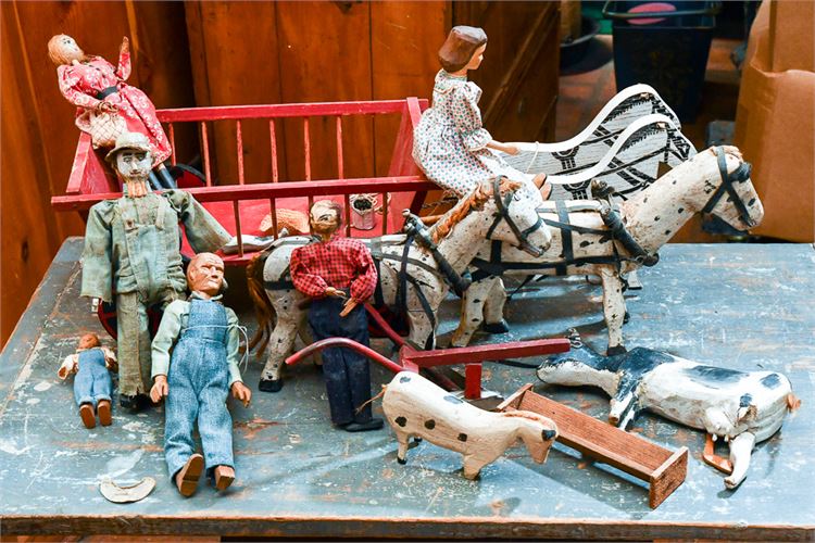 Group of Wooden Carved and Painted Farm Figures