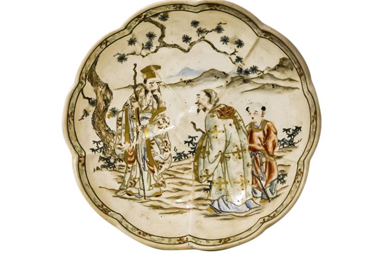 Antique Chinese Hand Painted Ceramic Dish