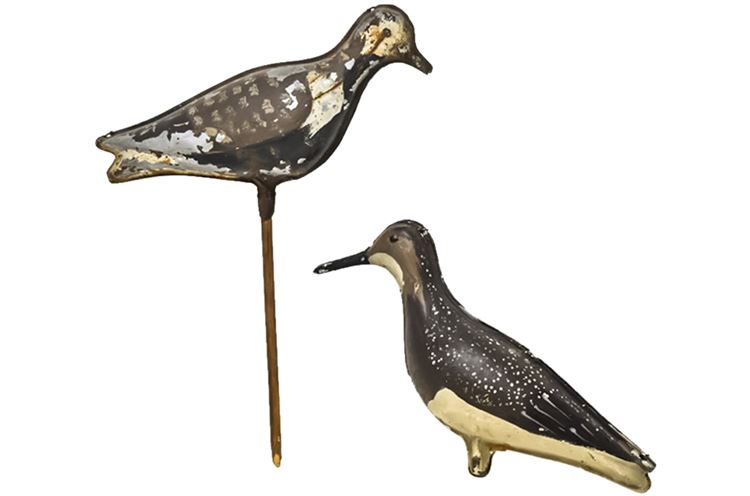 Two Painted Metal Folk Art Birds