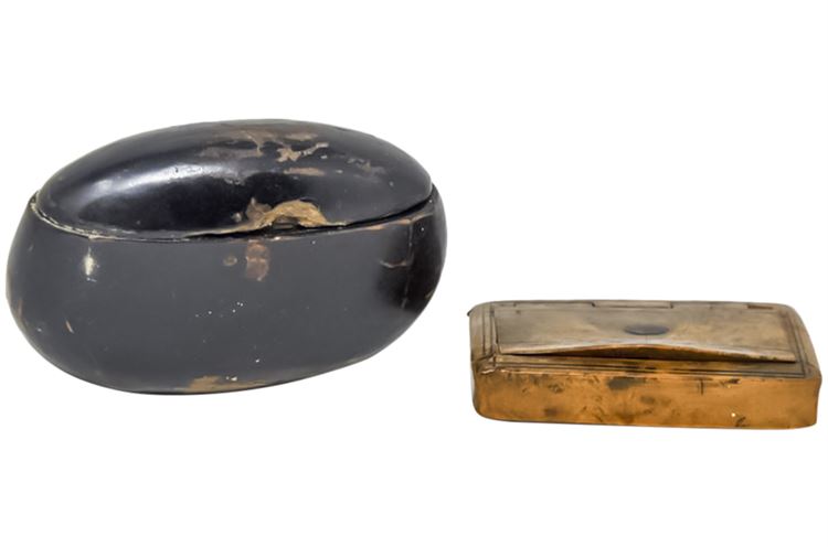 Two (2) Antique Wooden Snuff Boxes