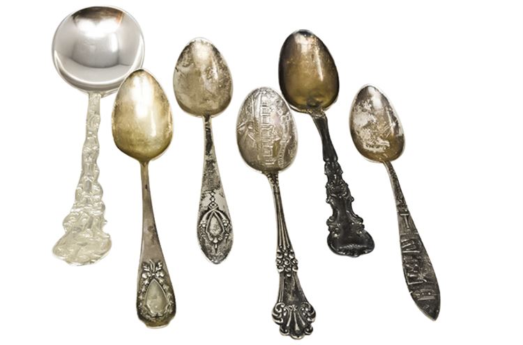 Six (6) Antique Sterling Silver Collectible Spoons