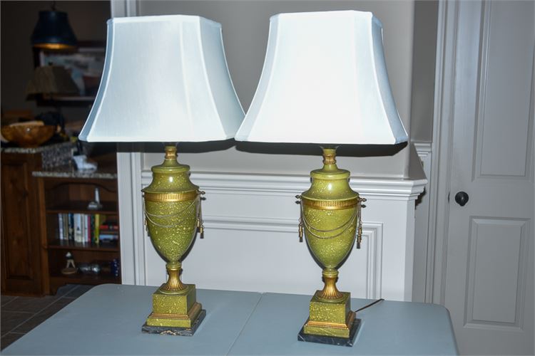 Pair of Green Table Lamps