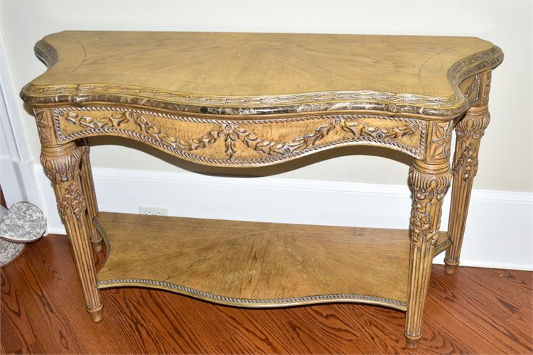 Carved Console Table with Garland Design