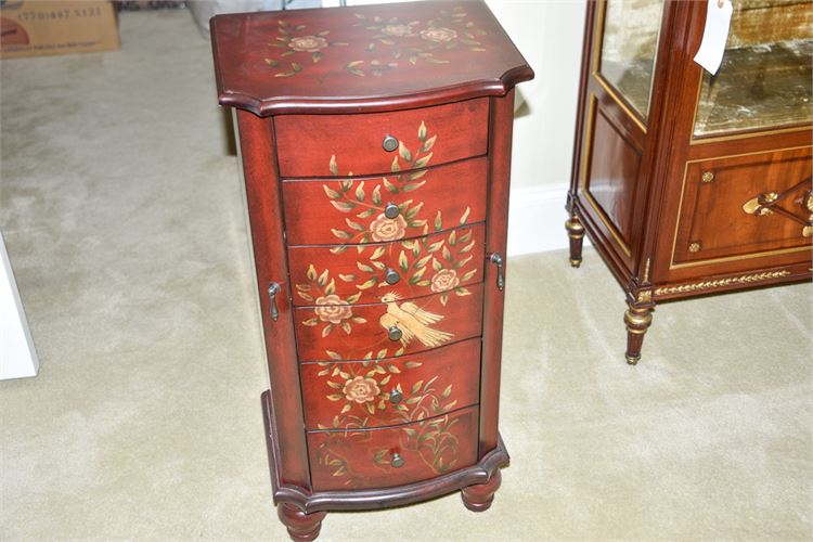 Hand Painted Wood Jewelry Cabinet