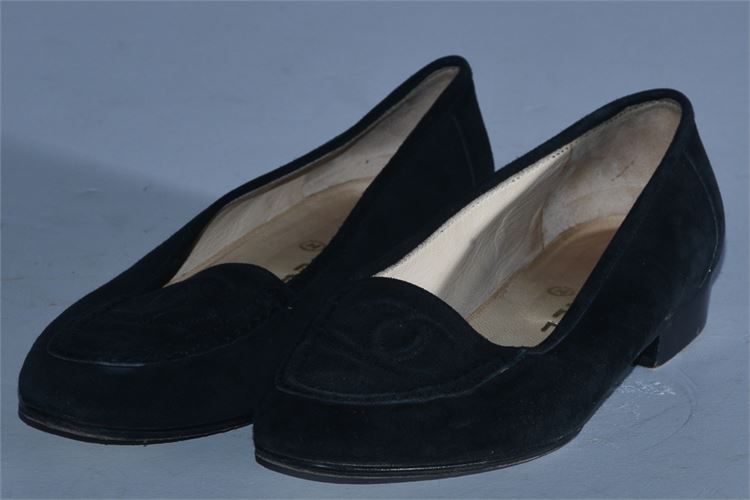 Pair of Chanel Black Suede Ladies' Loafers