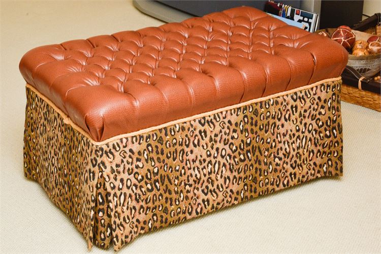 Tufted Faux Leather Ottoman