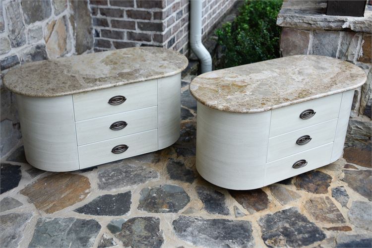 Pair Oval Bedside Tables