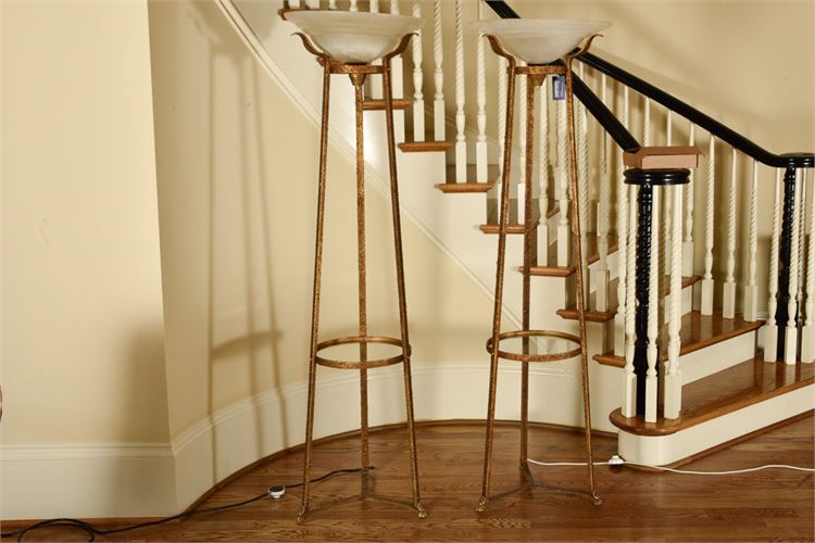 Pair Athenienne Style Metal Floor Lamps