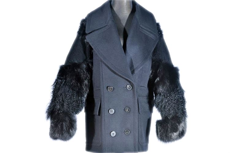 Burberry London Ladies' Black Wool, Cashmere, and Fur Jacket