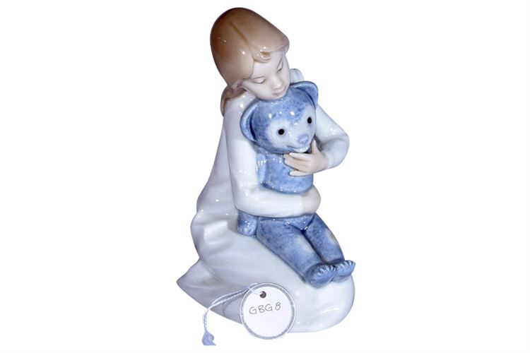 Nao by Lladro Porcelain Figurine of Girl with Teddy Bear